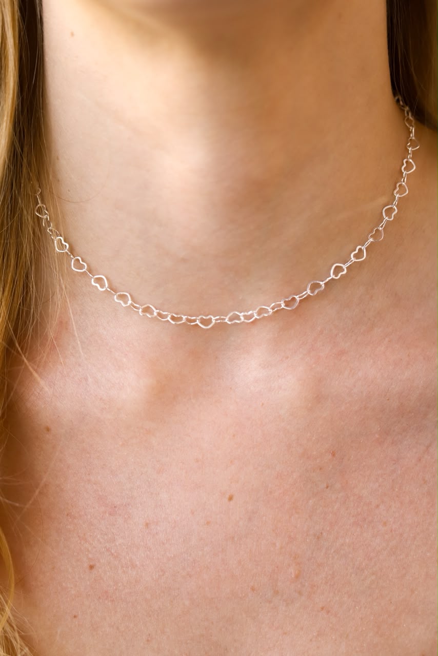Choker elos corações grossos